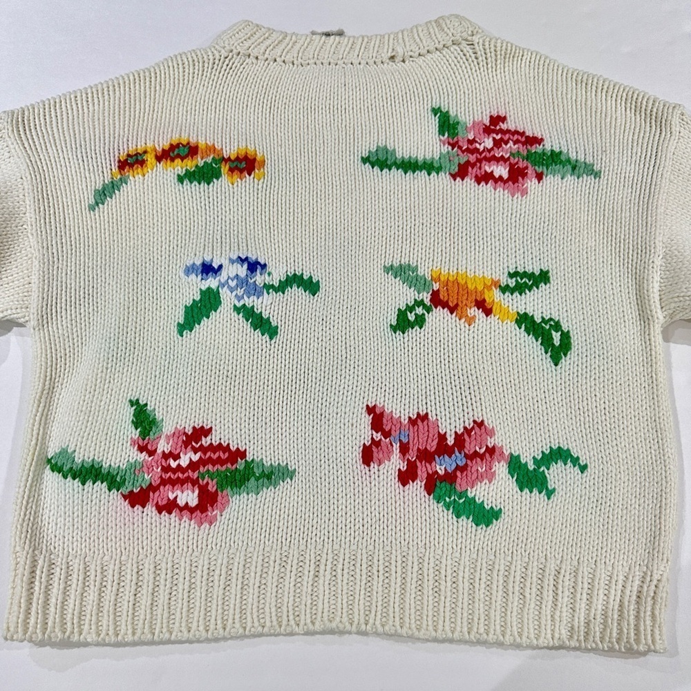 Girl’s Amazonias Hand Knit Floral Sweater - Picture 4 of 7